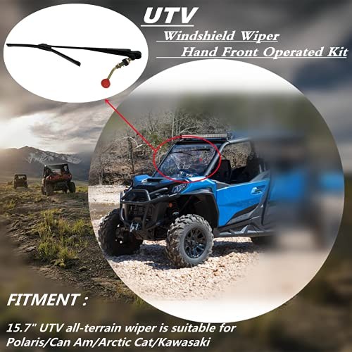 15.7 Inch Universal UTV Windshield Wiper Hand Front Operated Kit Compatible