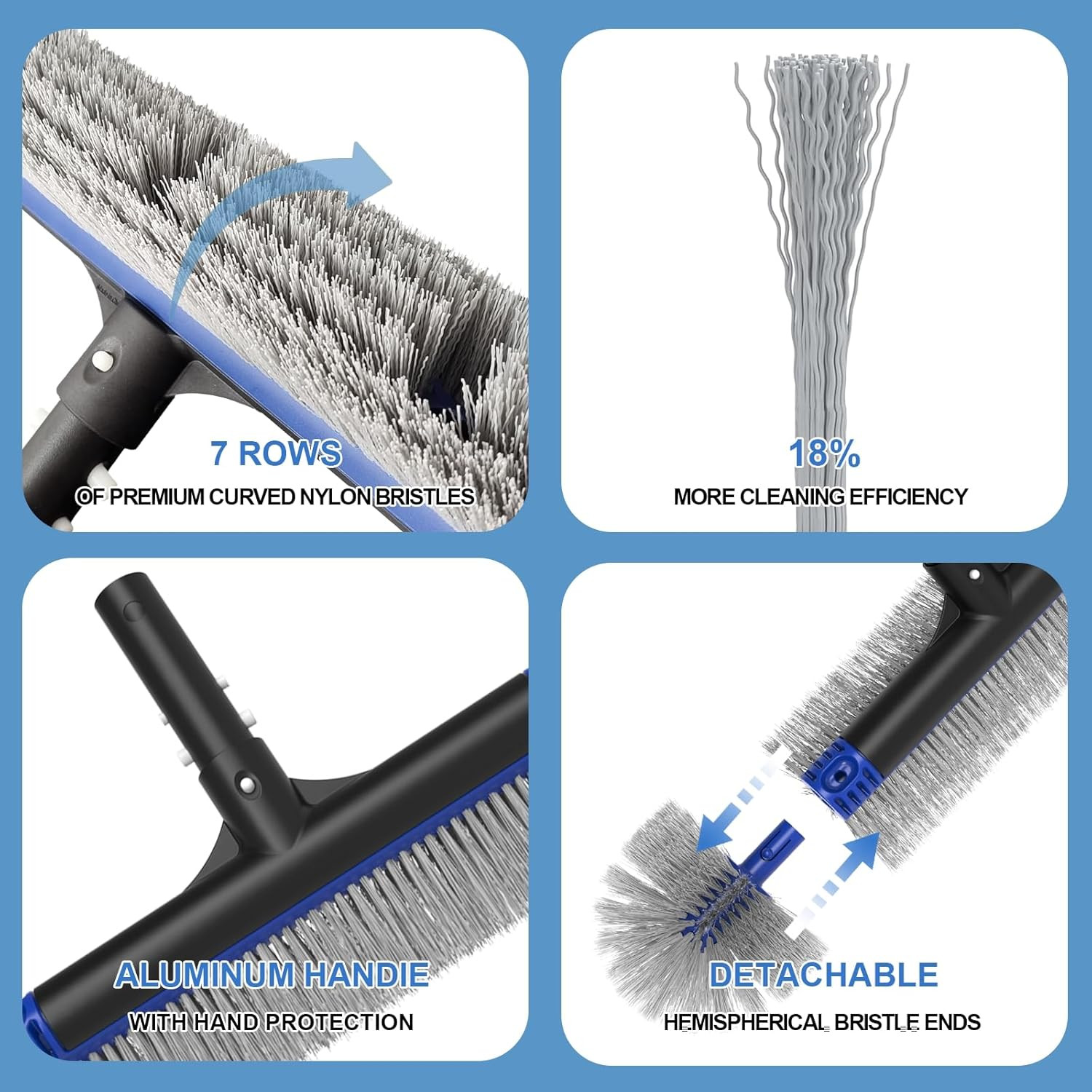 Poolvio 5-in-1 Pool Cleaning Kit – Includes Semi-Deep Skimmer Net, Aluminum Leaf