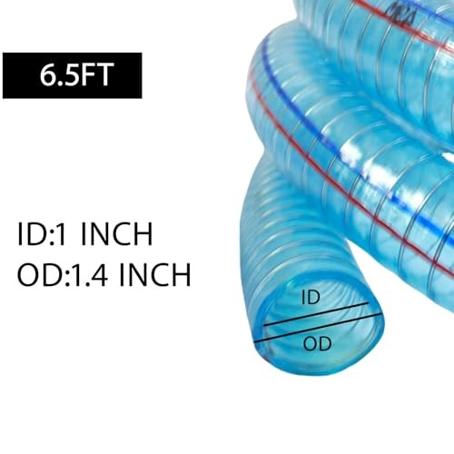 Clear PVC Hose Kit – 6.5ft 304 Stainless – 1&Prime; ID – 3/4&Prime;-1&Prime;x6FT