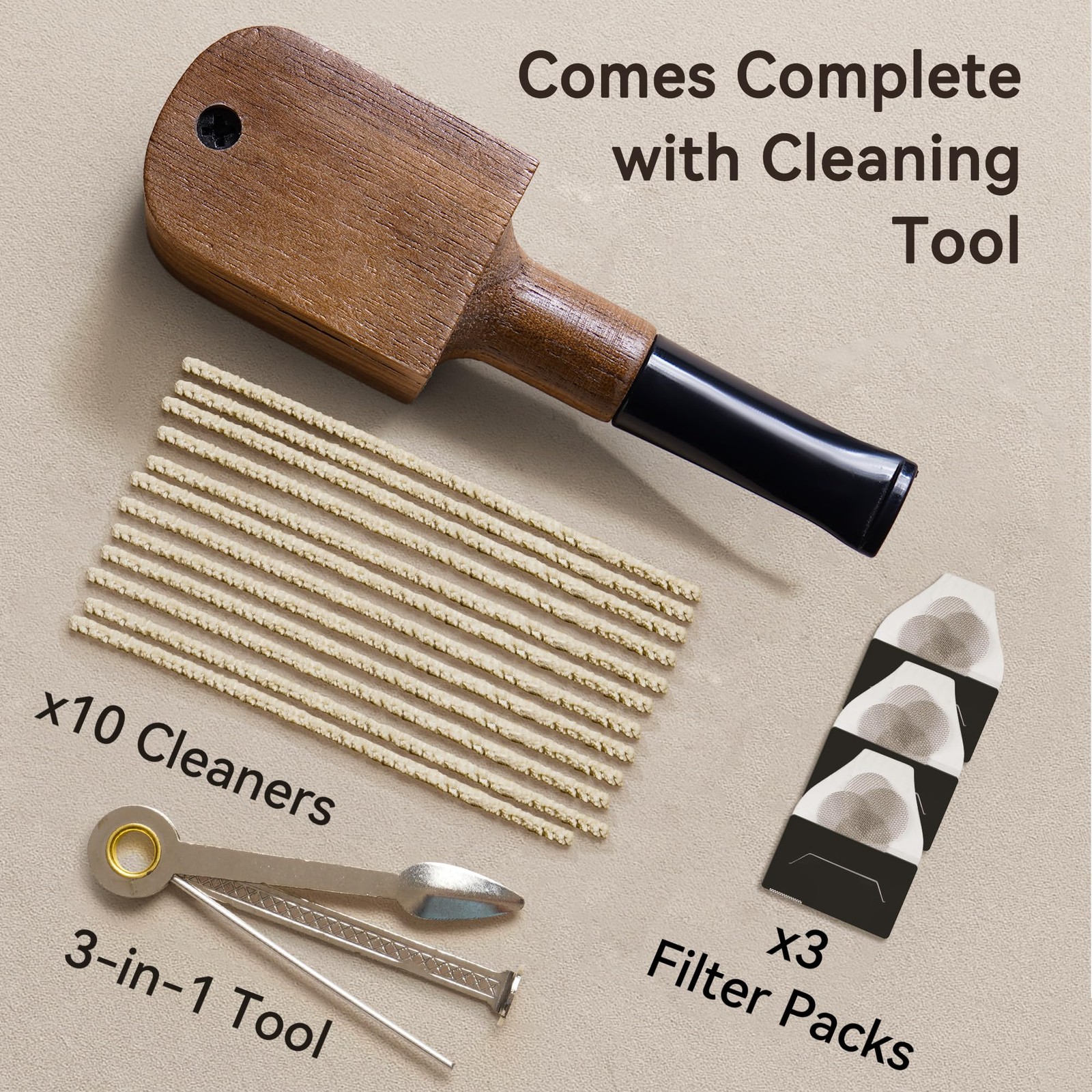 Sivaopa Tobacco Pipe Set – Walnut Wood Square Design Compact Size Light Brown