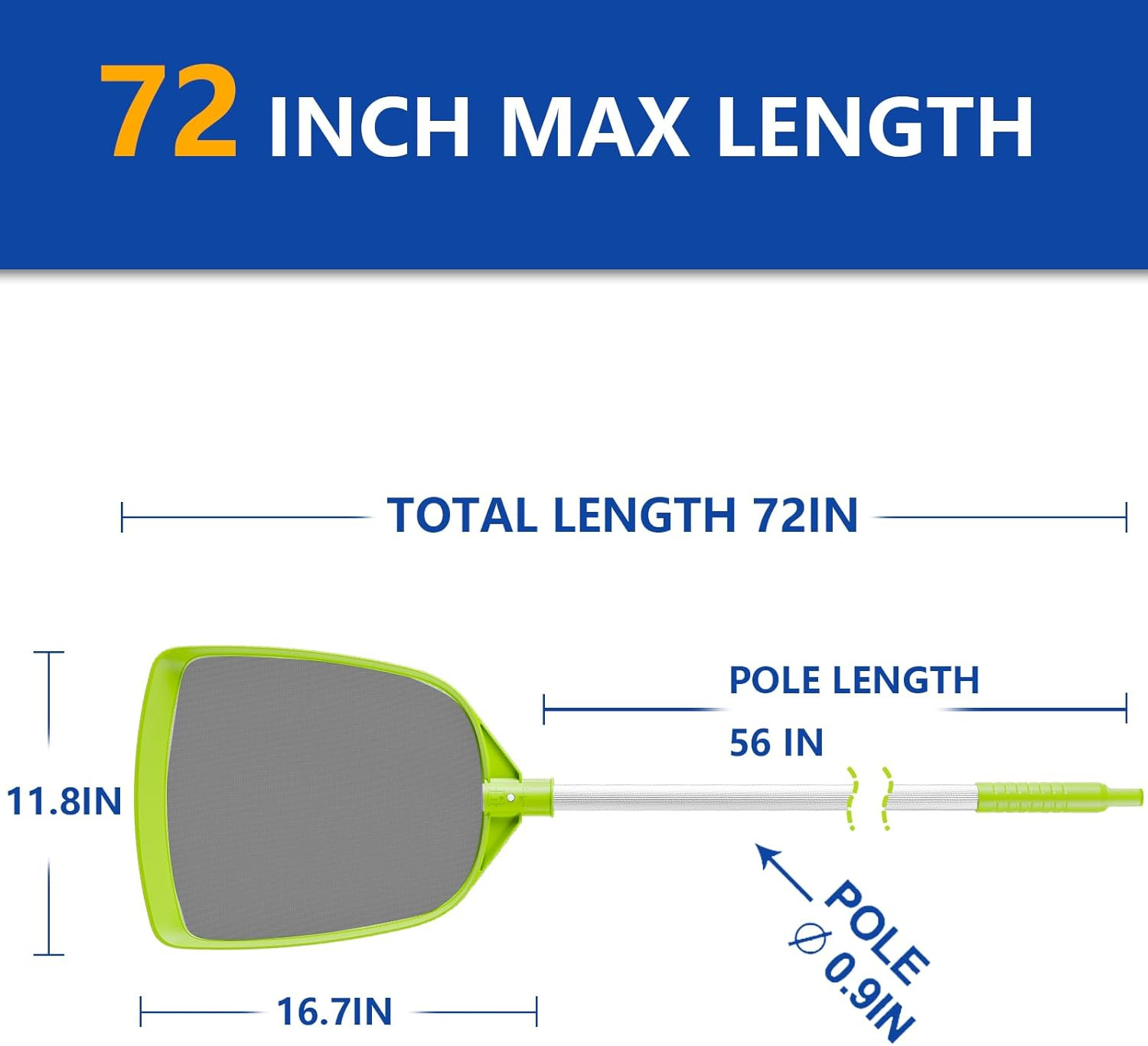 Pool Skimmer Net- Total Length 72 Inches Rake with Pole,Accessories for Cleaning