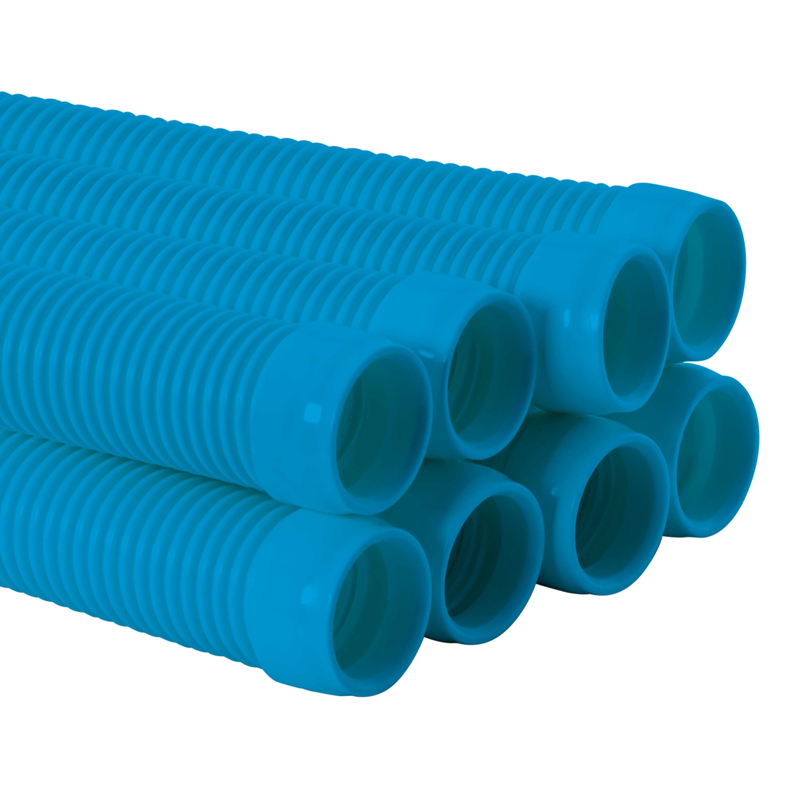8pc Swimming Pool Vacuum Cleaner Hose Set, Teal 40&Prime; Flexible Sections, 1.5&Prime; Cuff