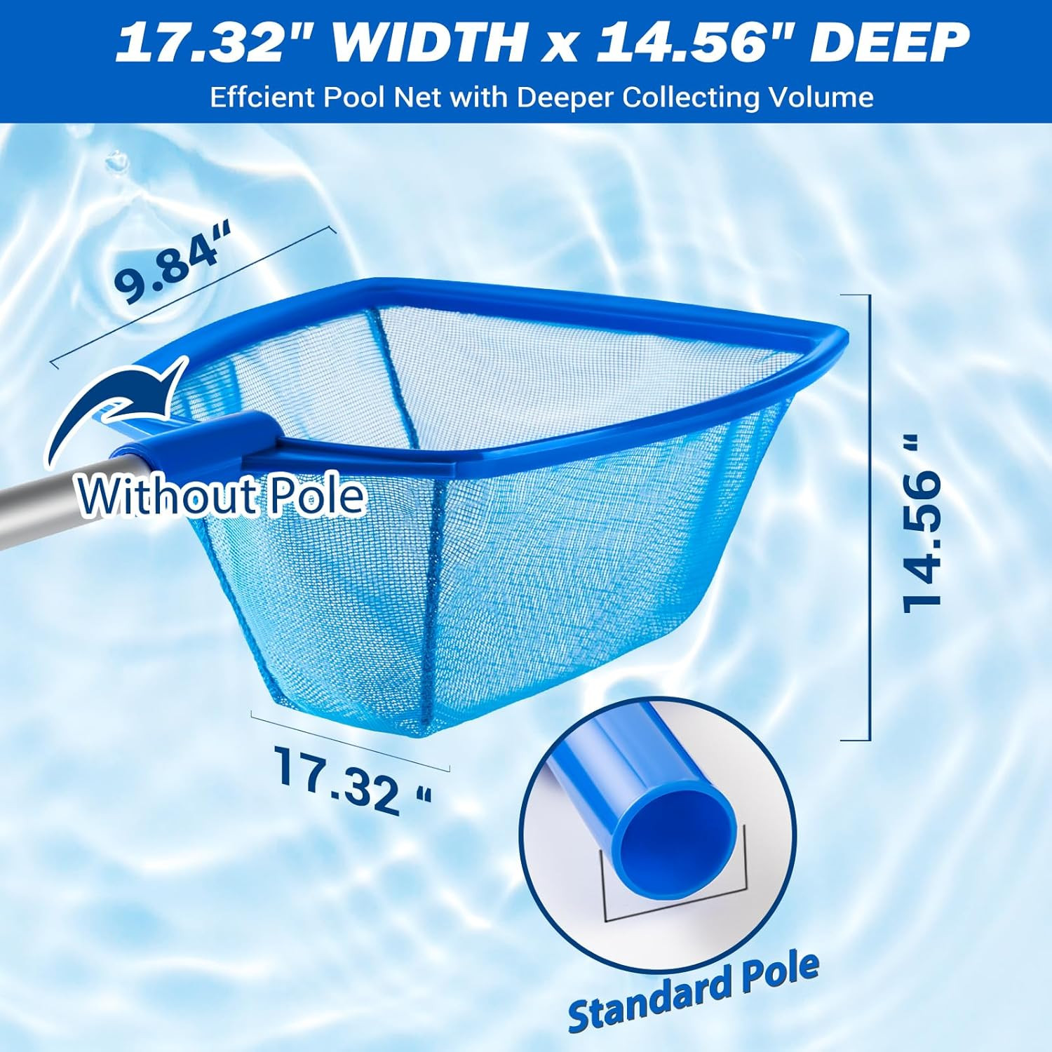Pool Net – Pool Skimmer Net with 5 Section Adjustable Telescopic Aluminum Pole，2