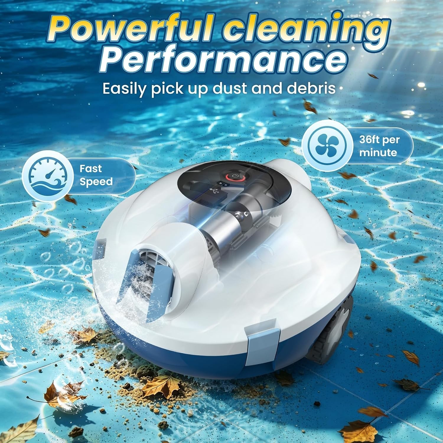 Cordless Robotic Pool Cleaner – 120 Mins Runtime & Powerful Suction for Easy …