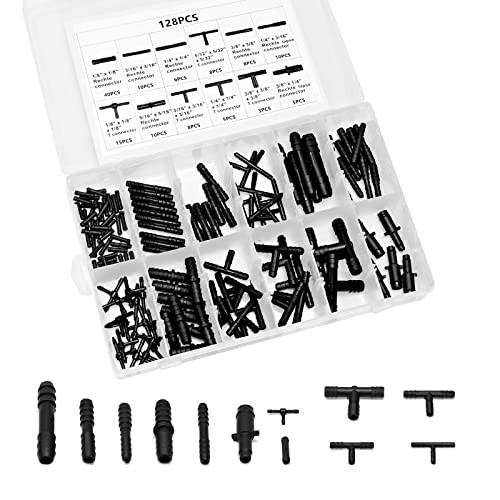 VIKKSAER 128Pcs Vacuum Hose Automotive Vacuum Line Connectors Nylon Tee