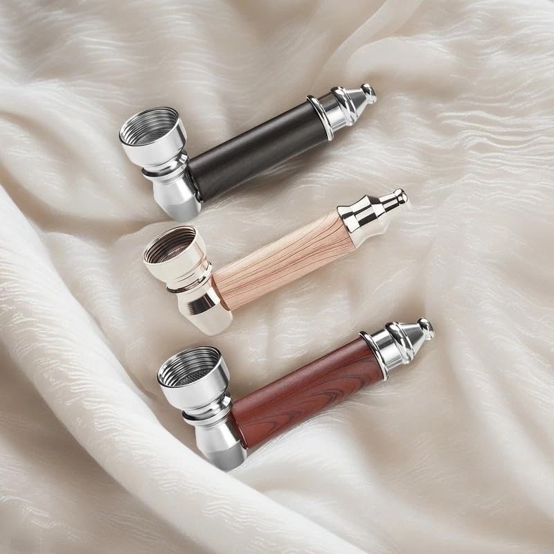 3PCS Tobacco Pipe Set, 3 inch Short Realistic Wood Grain Smoking Size-B, WOOD