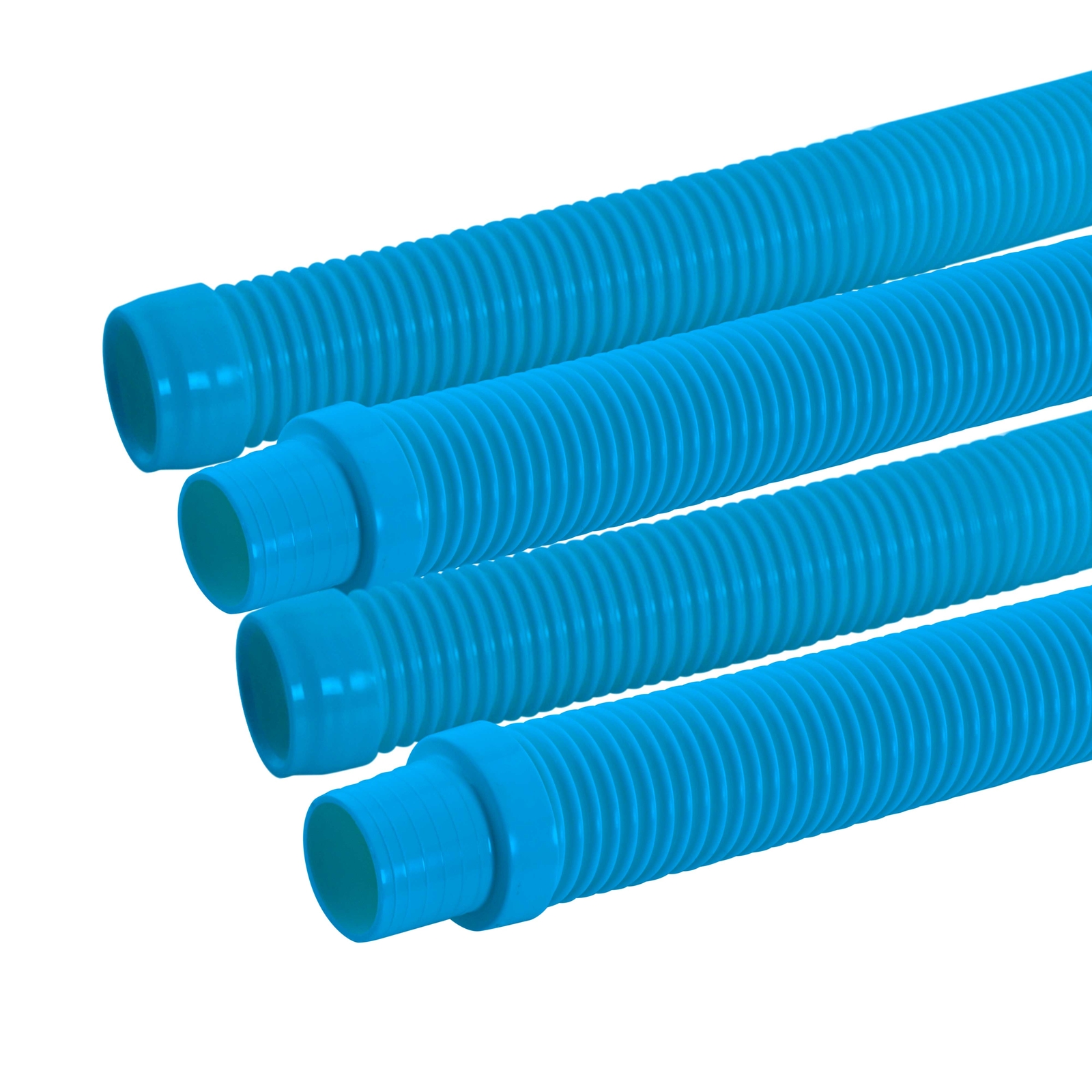 4pc Swimming Pool Vacuum Cleaner Hose Set, Teal 20&Prime; Flexible Sections, 1.5&Prime; Cuff