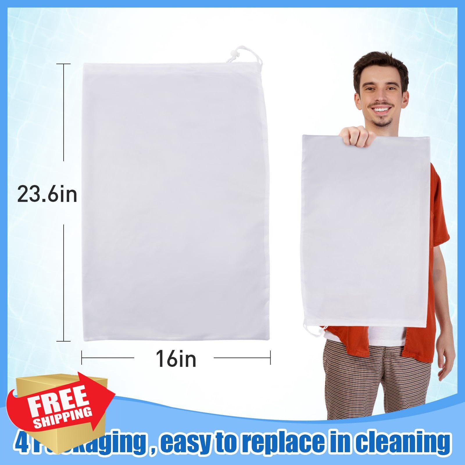 PAMASE 4x Pool Cleaner Bags 16&Prime;x24&Prime;
