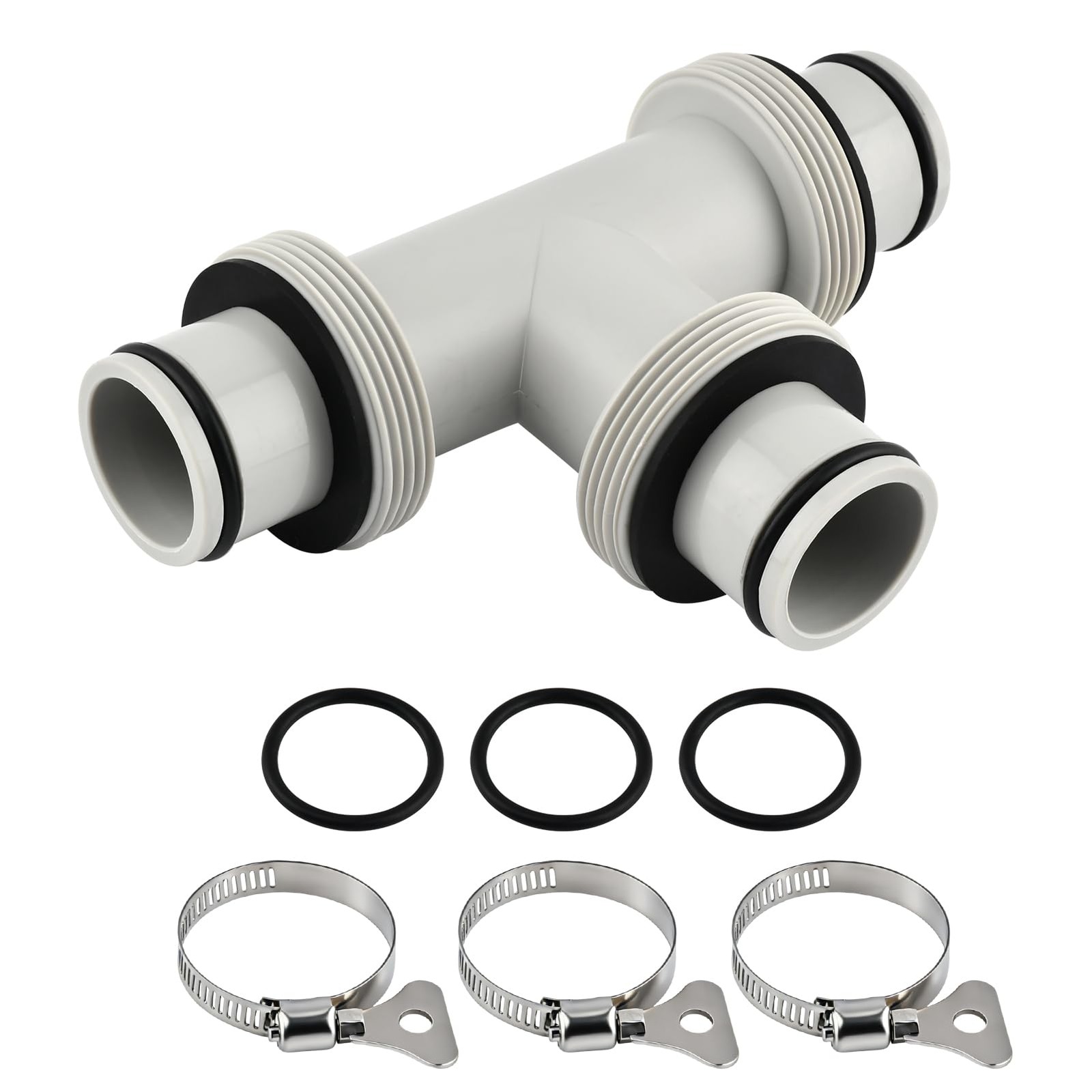 Qelirone Filter Pump Hose Connector, 1.5’to 1.5&prime; T Joint Pool Hoses Gray
