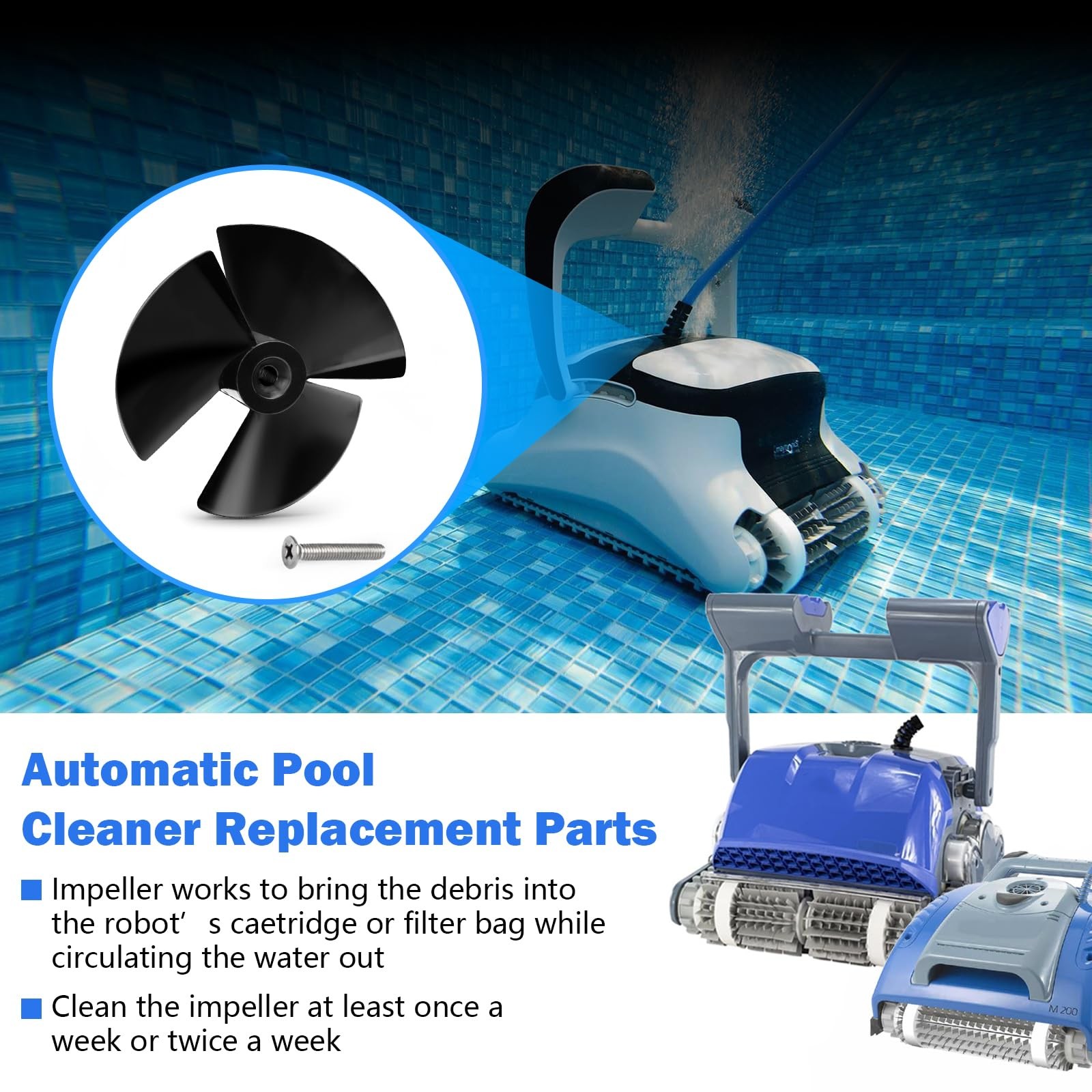 9995266-R1 Pool Cleaner Impeller with Screw for Maytronics Dolphin DX5S, DX6,…
