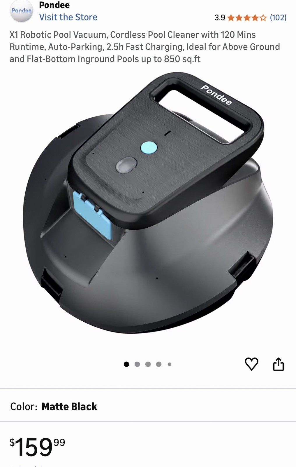 X1 Robotic Pool Vacuum Cordless Cleaner 120 Mins Auto-Parking Above And Inground