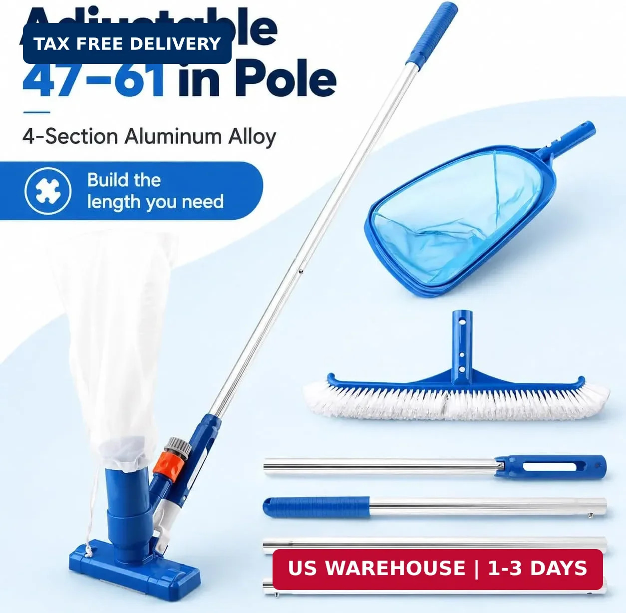 Pool Cleaning Kit for Above Ground Pools | Pool Vacuum and Skimmer Combo, Spa Je