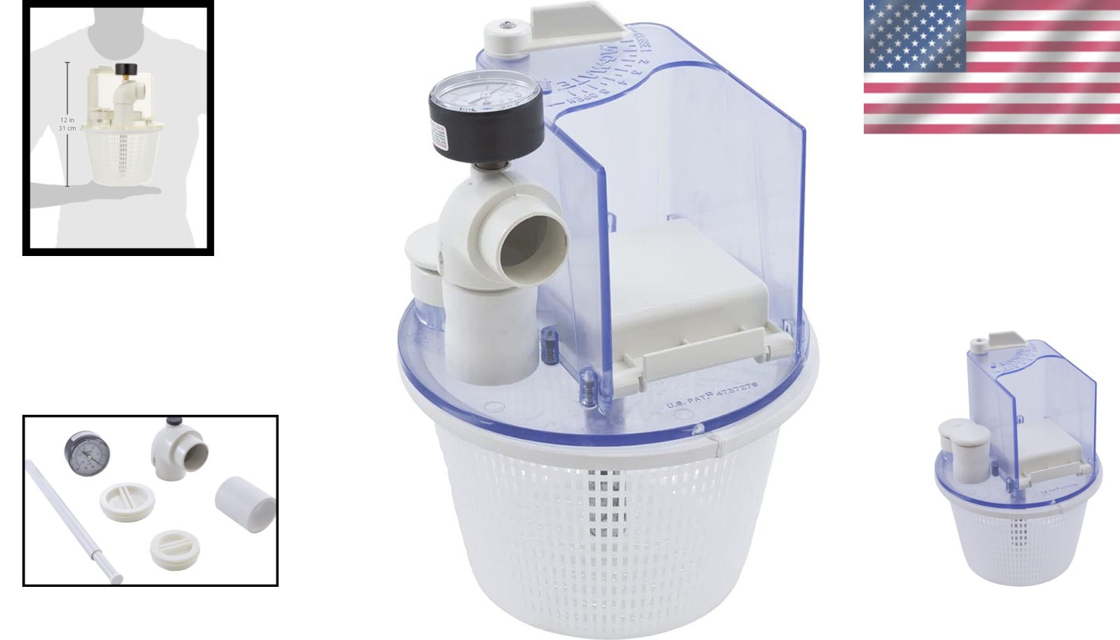Smart Vac-Mate Pool Skimmer Attachment – White – Maximizes Surface Skimming