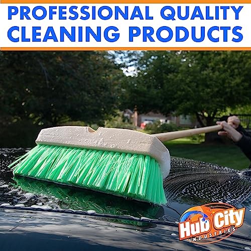 Hub City Industry 10- inch Car Wash Brush, Soft Nylon Bristle, 10&Prime; Wash Green