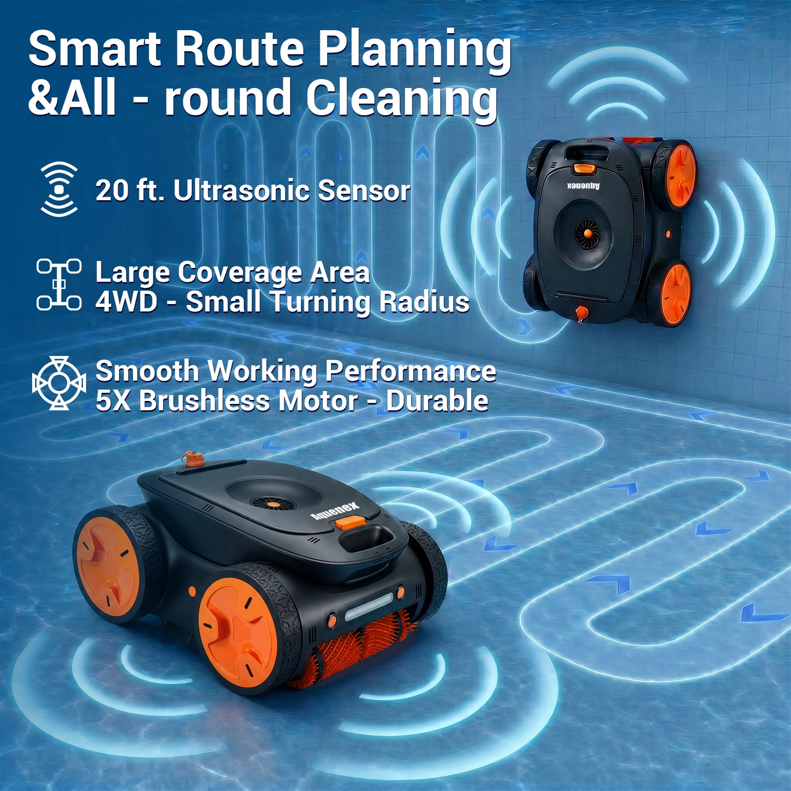 Cordless Robotic Pool Cleaner Underwater App & Remote Direct Control 5-Motor US