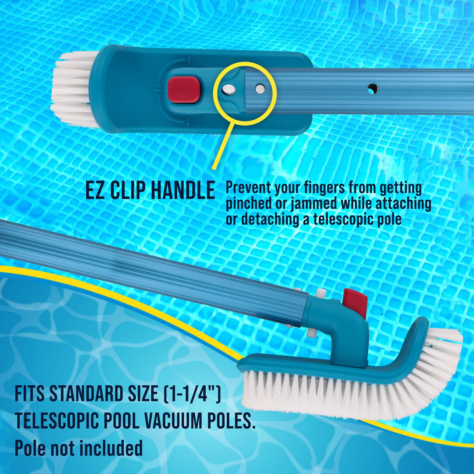 Pool Step & Corner Cleaning Brush with Adjustable Handle Rotation, Spa, Hot Tub