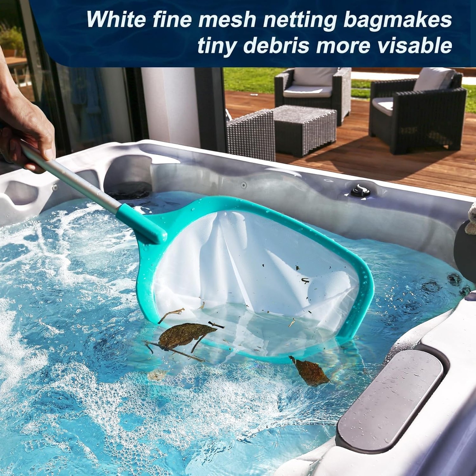 Pool Skimmer Net with Reinforced Frame and Ultra Fine Mesh for Leaf and Debris