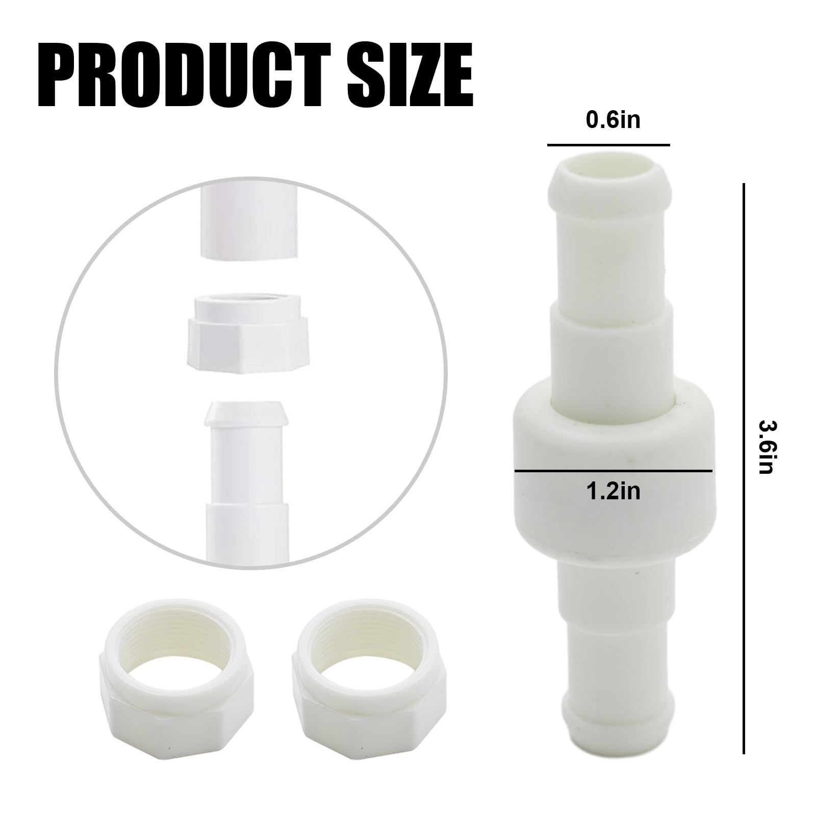 3Pack D20 Pool Cleaner Hose Swivel with D15 Nut – Compatible with Polaris Zod…