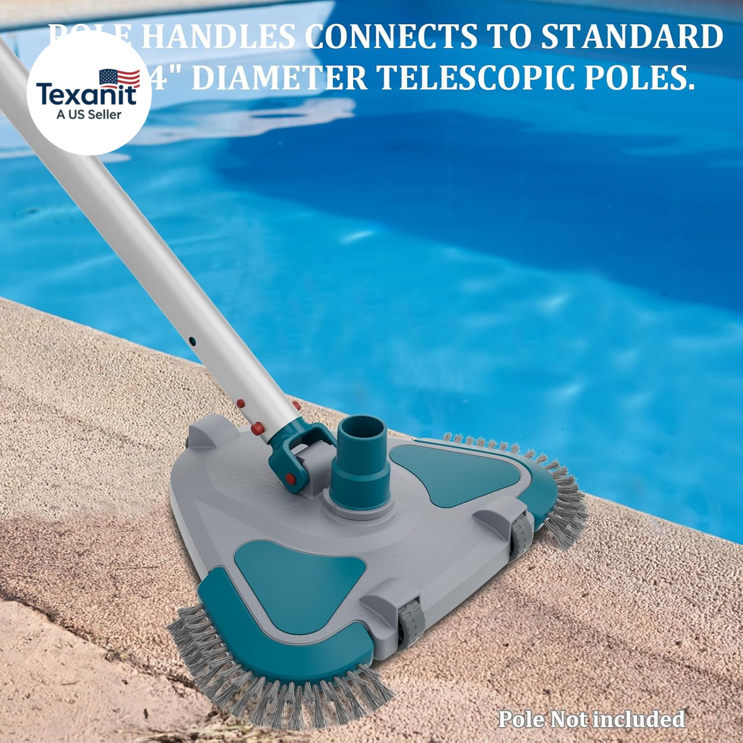 Upgrade Pro Weighted Triangular Pool Rotative Vacuum Head with Brush & EZ Clip H