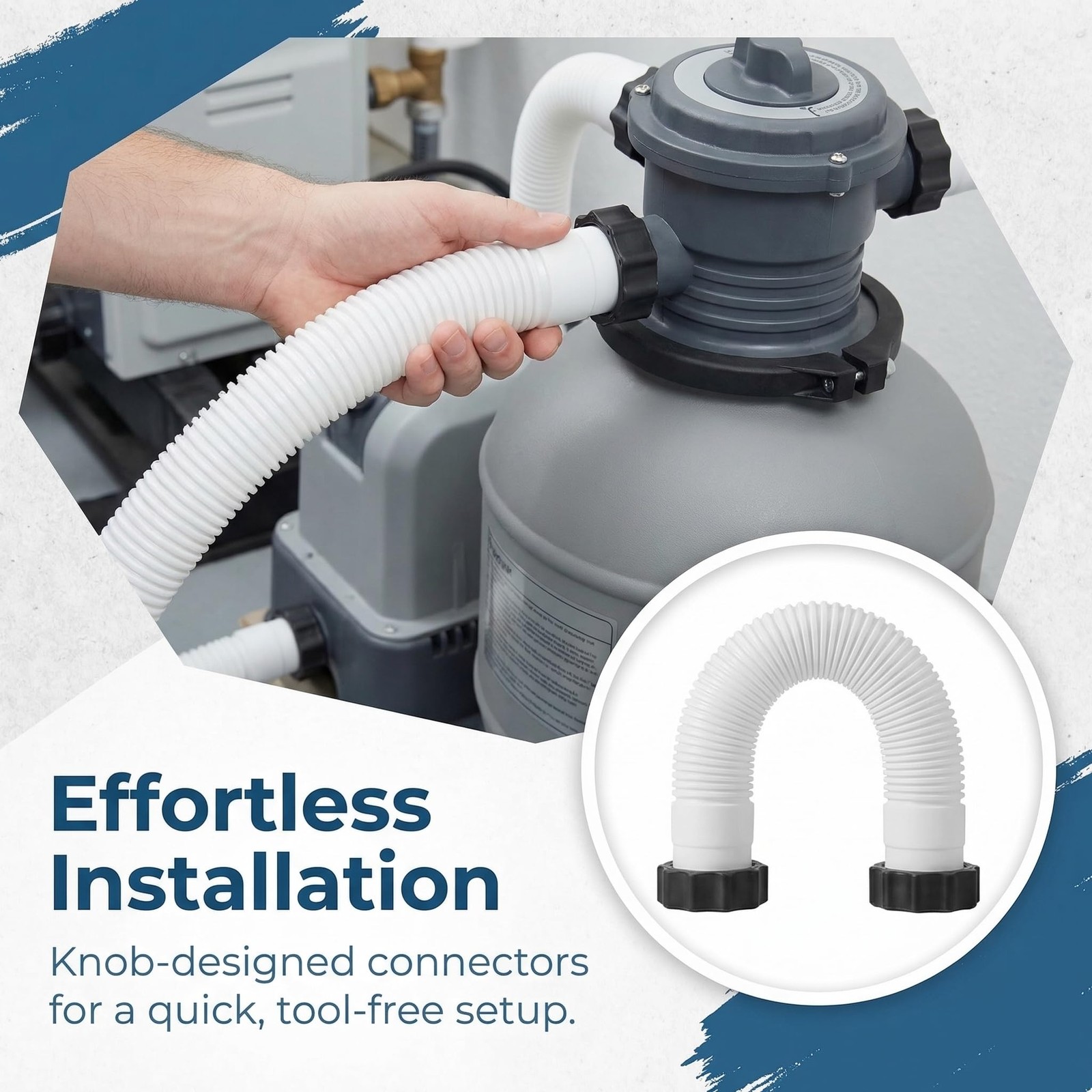 Pool Sand Filter Pump Hose 16 Inch Interconnecting 16 Inch, White