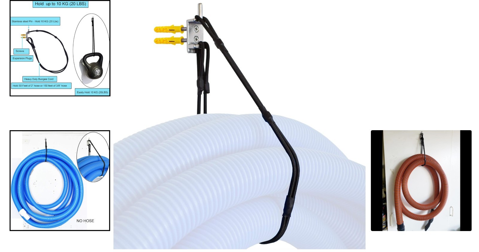 Modern Pool Hose Hanger – Rust Resistant, Holds Up to 50 Feet for Outdoor Use