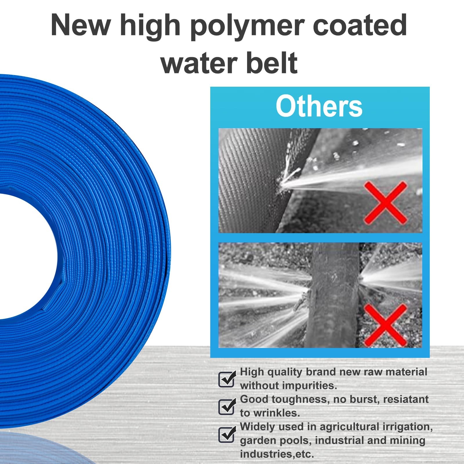OCGIG 2&Prime; x 100 FT Pool Backwash Hose, Heavy-Duty 100 feet x 2 inches, 100FT