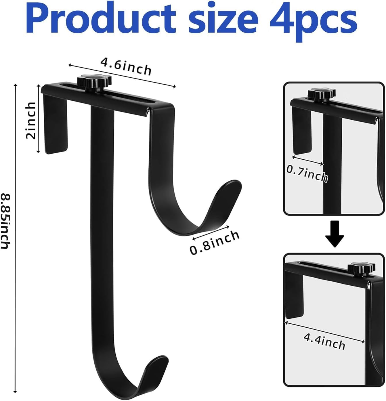 Double Pool Fence Hooks Adjustable Rustproof Hanger for Skimmer, Tools, Nets