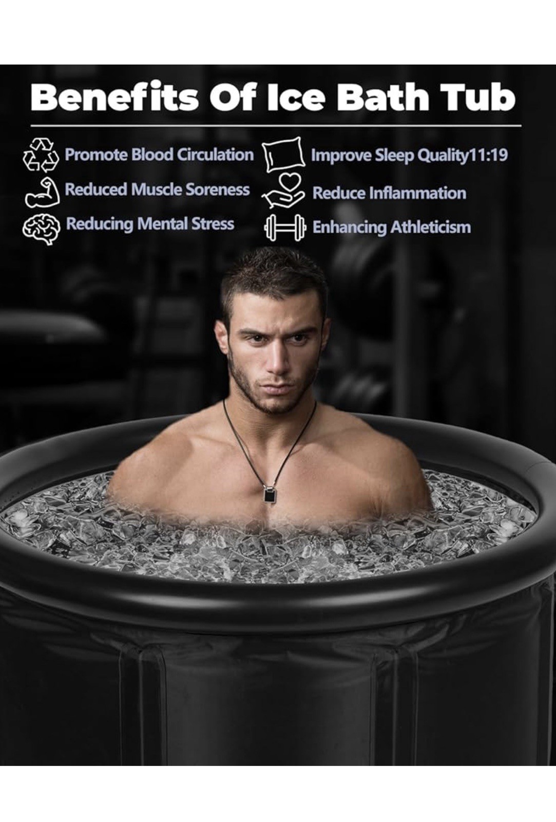 XL Ice Bath Tub for Athletes & Adults – 105 Gallons Tub, 105GAL, Black