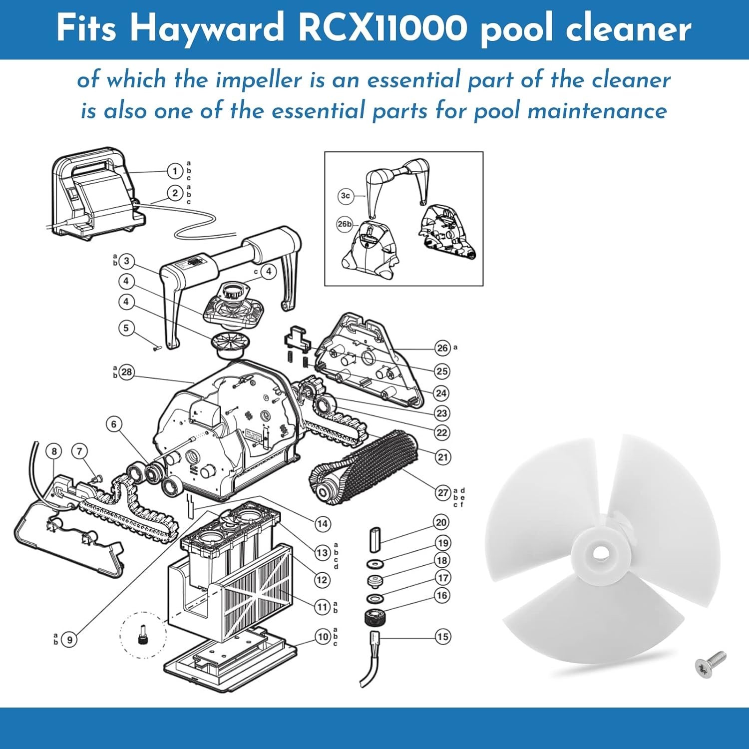 RCX11000 Impeller Replacement for Hayward Tigershark Qc/Shark/Sharkvac XL & TW R