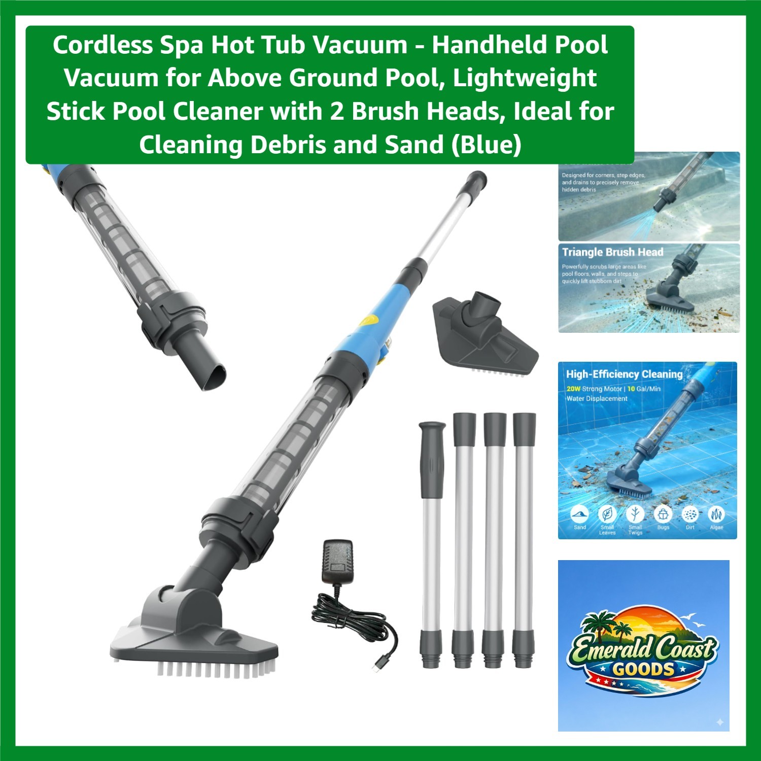Lightweight Above Ground Pool Vacuum with 2 Brush Heads – Effortless Cleaning