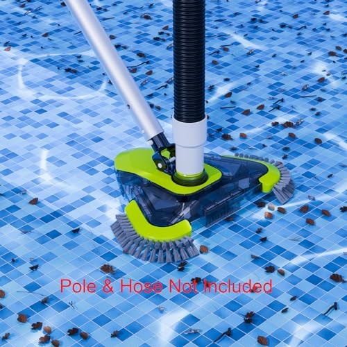 Upgrade Pool Vacuum Head with Side Brush & Universal Rotatable Hose