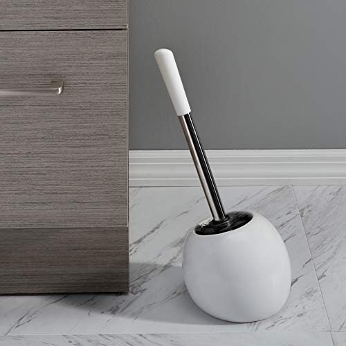 Ceramic Dome Brush & Holder Set, Decorative, Modern, 1 Count (Pack of 1) White