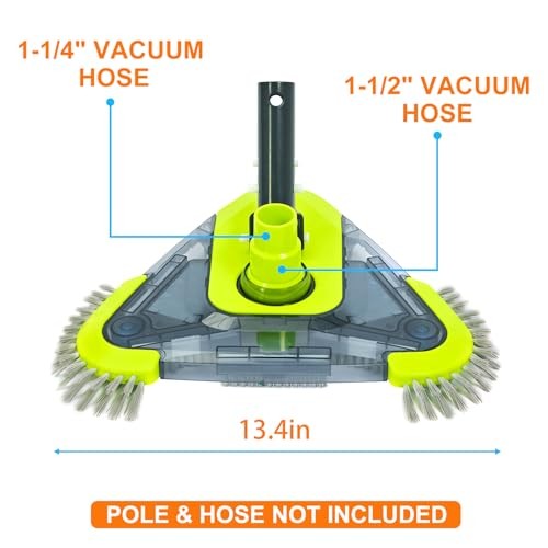 Upgrade Pool Vacuum Head with Side Brush & Universal Rotatable Hose
