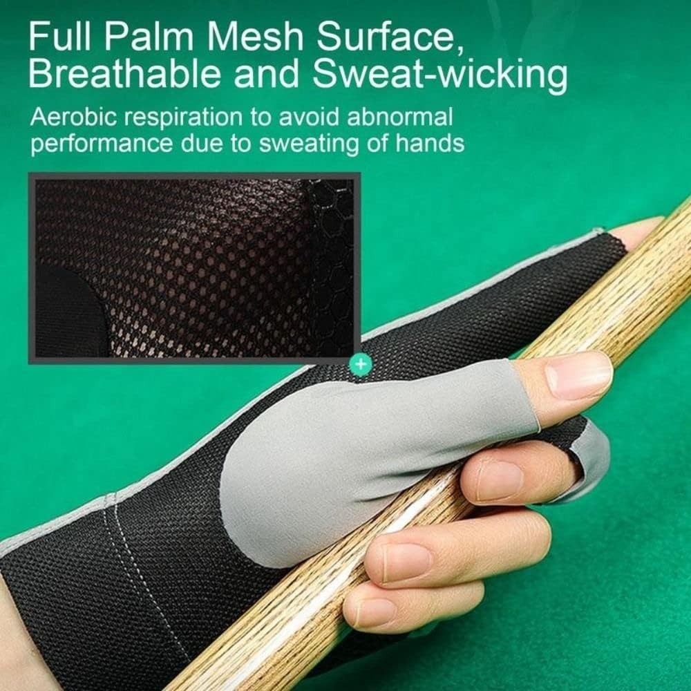 2 PCS Breathable Pool Gloves, Spandex Snooker Left Hand Three Fingers Glove, …