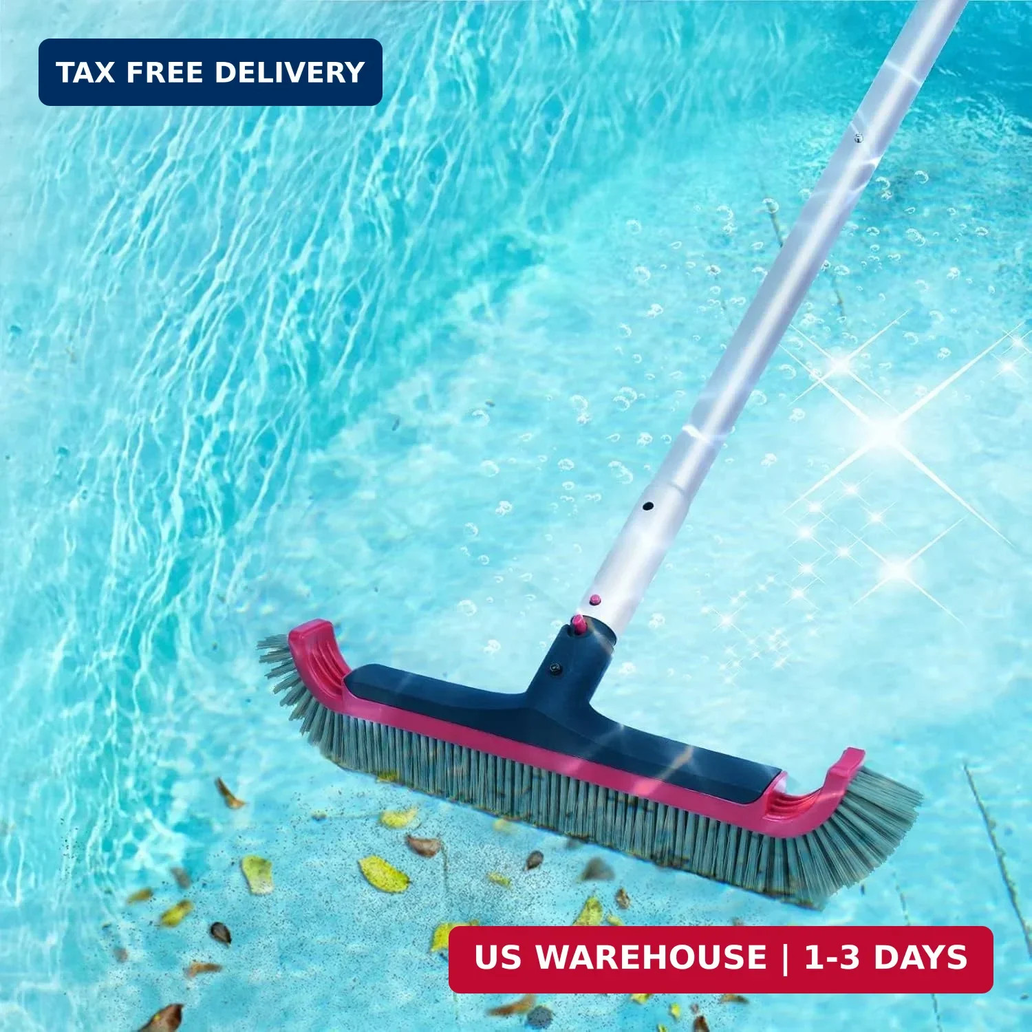 Swimming Pool Brush with Pole – 17.5&Prime; Wall Brush with 10FT Adjustable Aluminum P