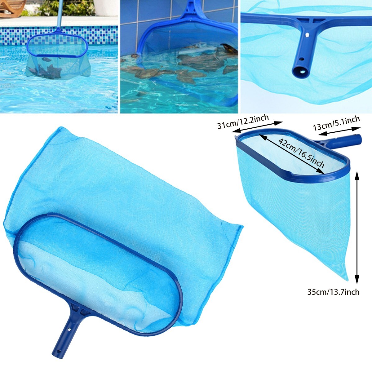 Leaf Skimmer Surface Net Plastic Handle Swimming Pool Spa Hot Tub w/ Magnet