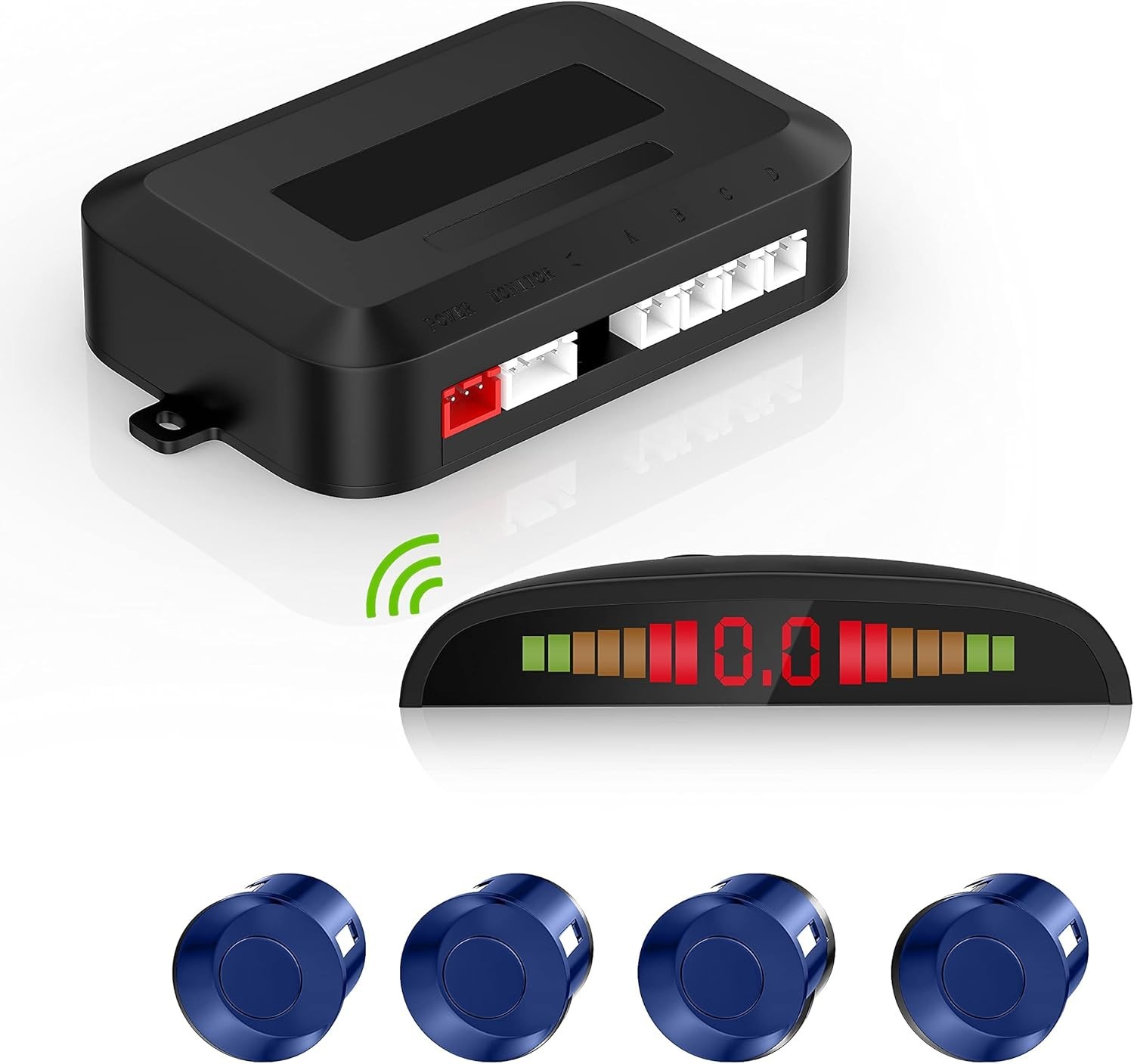 Wireless Parking Assist System with Ultrasonic Sensors and Central Control Box