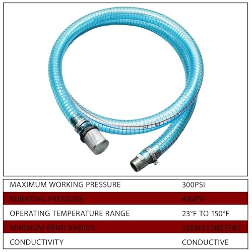 Clear PVC Hose Kit – 6.5ft 304 Stainless – 1&Prime; ID – 3/4&Prime;-1&Prime;x6FT