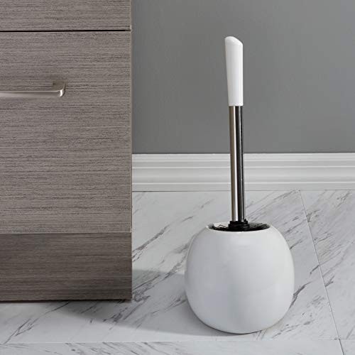 Ceramic Dome Brush & Holder Set, Decorative, Modern, 1 Count (Pack of 1) White