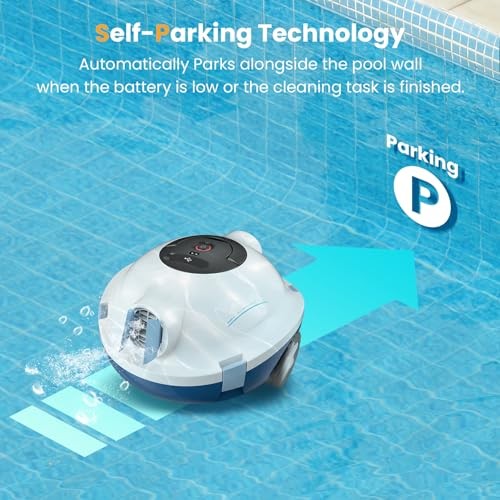 Cordless Robotic Pool Cleaner, Automatic Pool Vacuum – 120 Mins Runtime, Ivory