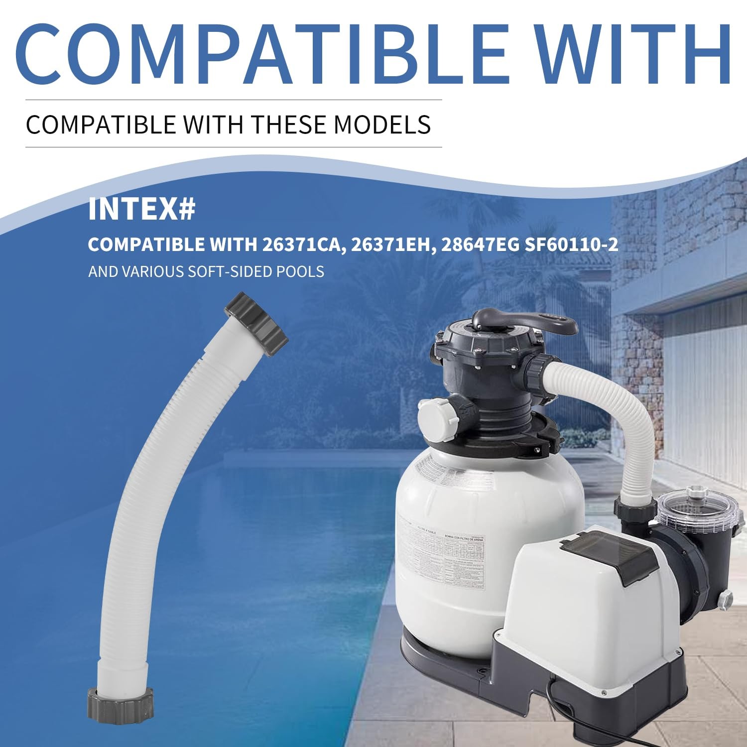 Pihil 18 Inch 11535 Pool Sand Filter Pump Hose Interconnecting Hose 2 Gaskets