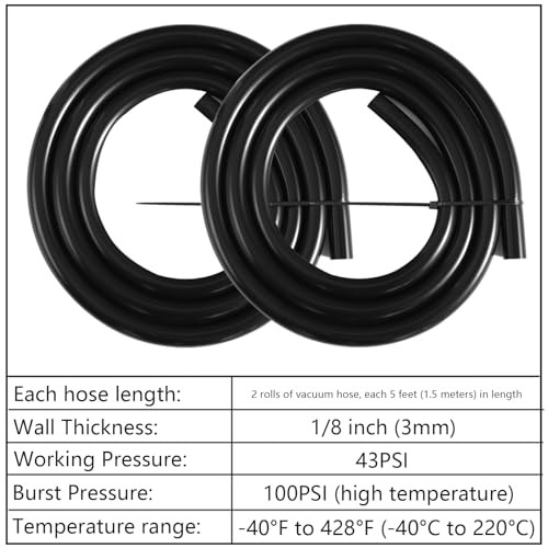 Silicone Vacuum Hose Automotive,3mm 4mm 5mm 1/8&Prime;(3mm)+Tube Cutter-10Feet Black