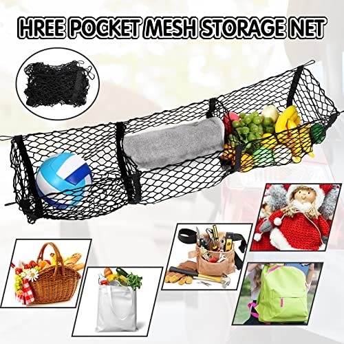 2 Pcs Car Rear Cargo Net, Adjustable Elastic Mesh Cargo 43.3 x 15.7 Inches