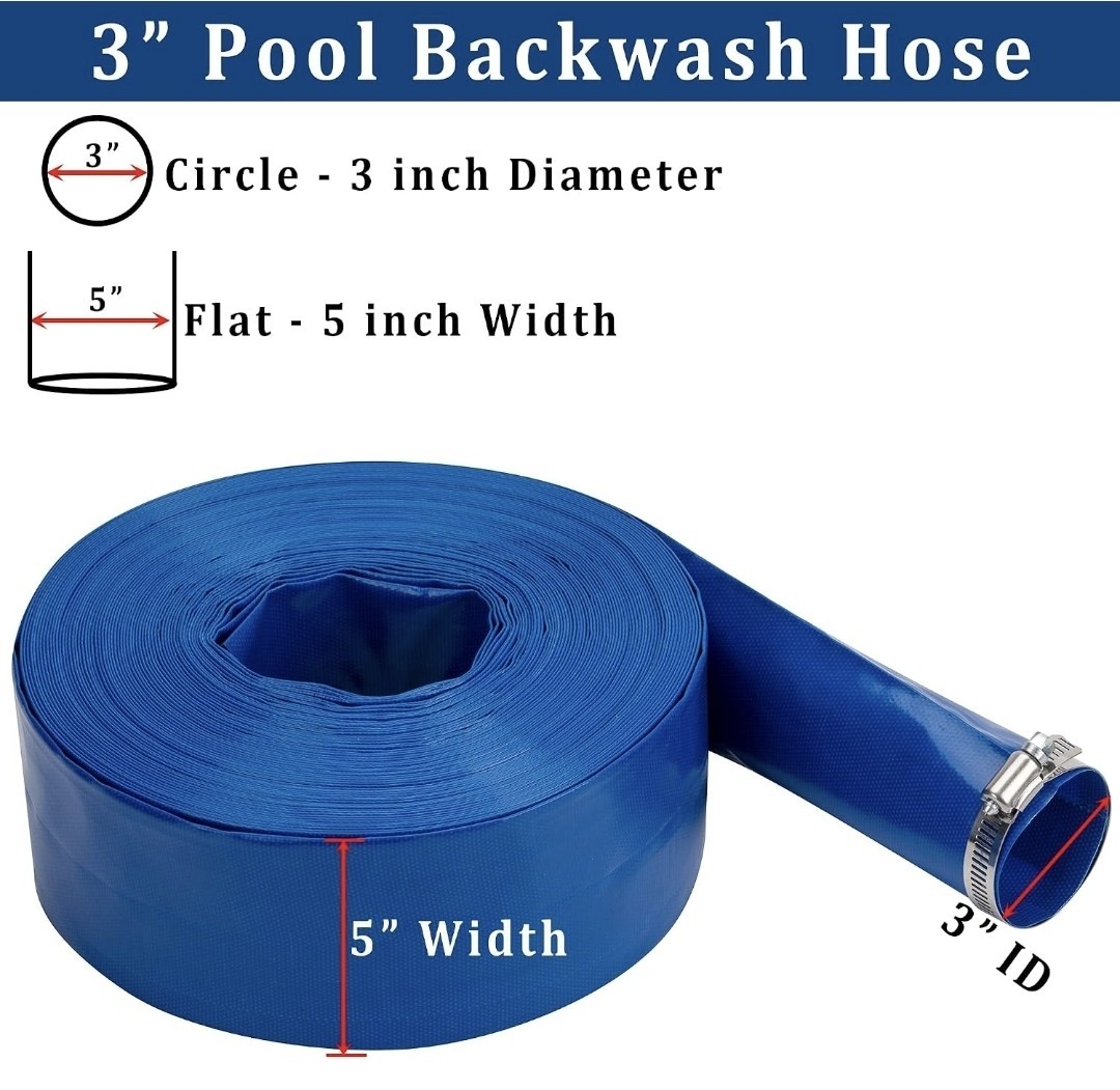 3&Prime; x 100ft Pool Backwash Hose Fiber Reinforced Bracket Not Incl Heavy Duty NEW