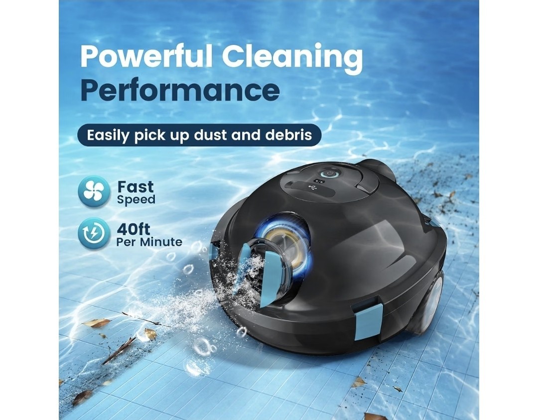Y10 Robotic Pool Cleaner,Cordless Pool Vacuum with 150 Mins Runtime,High Efficie