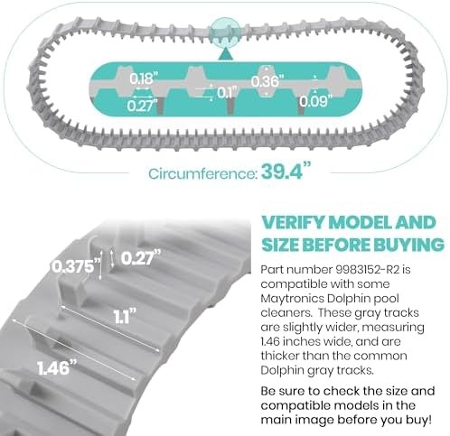 (2 Pack) Replacement Gray Tracks for Maytronics Dolphin Robotic Pool Cleaners wi