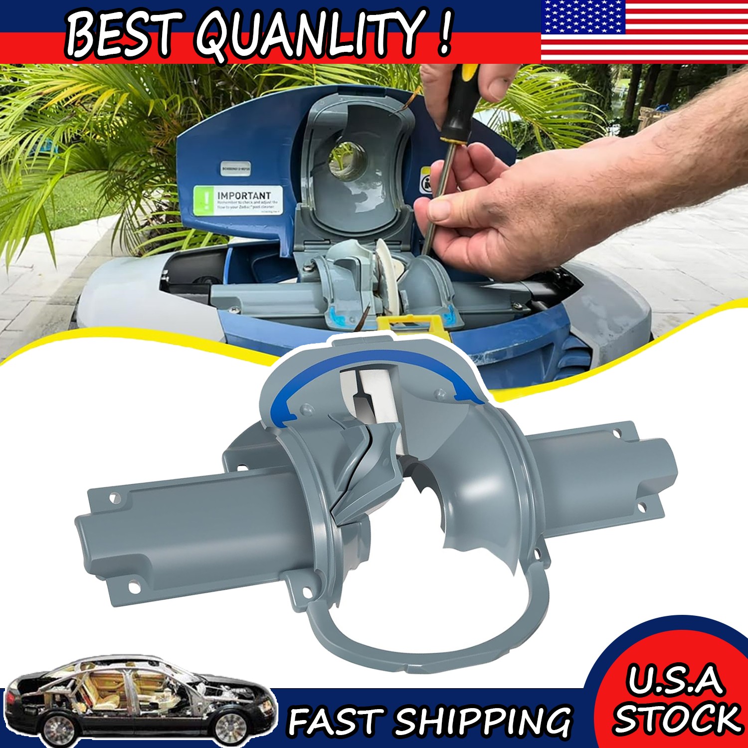 MX8 Middle Engine Housing w/ Ramp 2 Seals for Zodiac MX8 Elite Baracuda R0545700