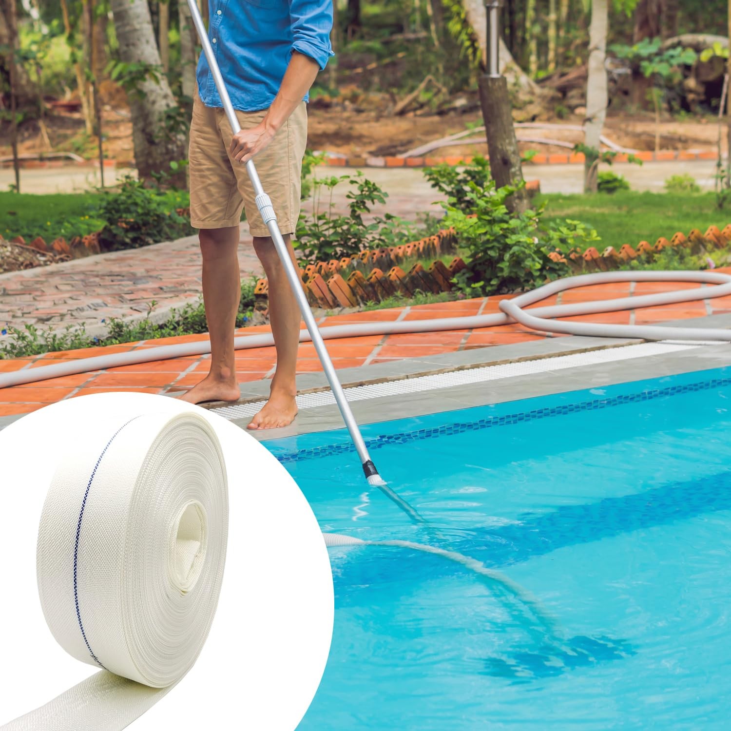 Ahzemepinyo 2IN x 164FT Pool Backwash Hose Heavy 165 feet x 2 inches, White
