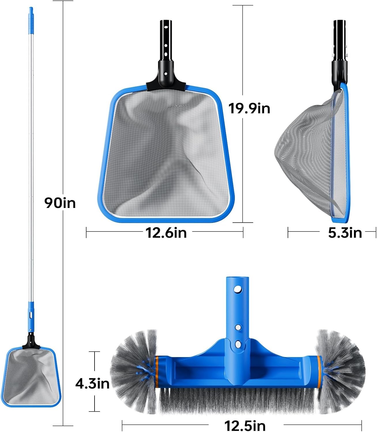 Pool Cleaning Kit: Skimmer, Brush & 70.5&Prime; Pole