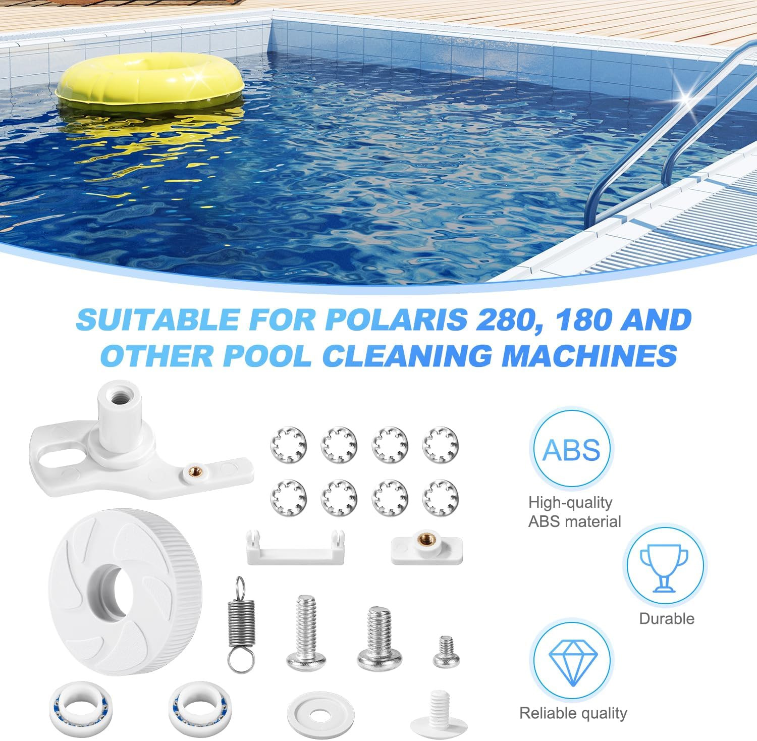 Lyreh Pool Cleaner Idler Wheel Replacement Kit Part for Polaris 280 180, ABS Met